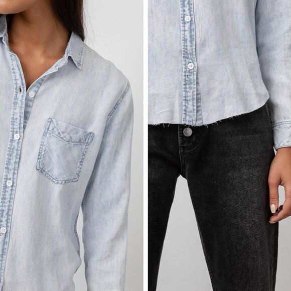 RAILS INGRID ECO COLLECTION RAW DENIM SHIRT IN LIGHT ACID WASH SIZE M - NEW - Picture 3 of 8